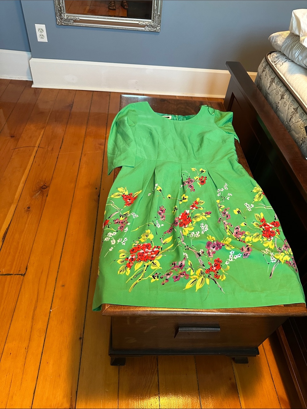 Serra Bright Green Floral Fit-and-Flare Dress